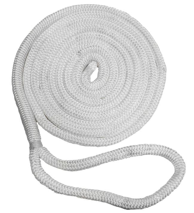 New England Ropes 160227 Nylon Double Braid Dockline 1/2 x 15' White
