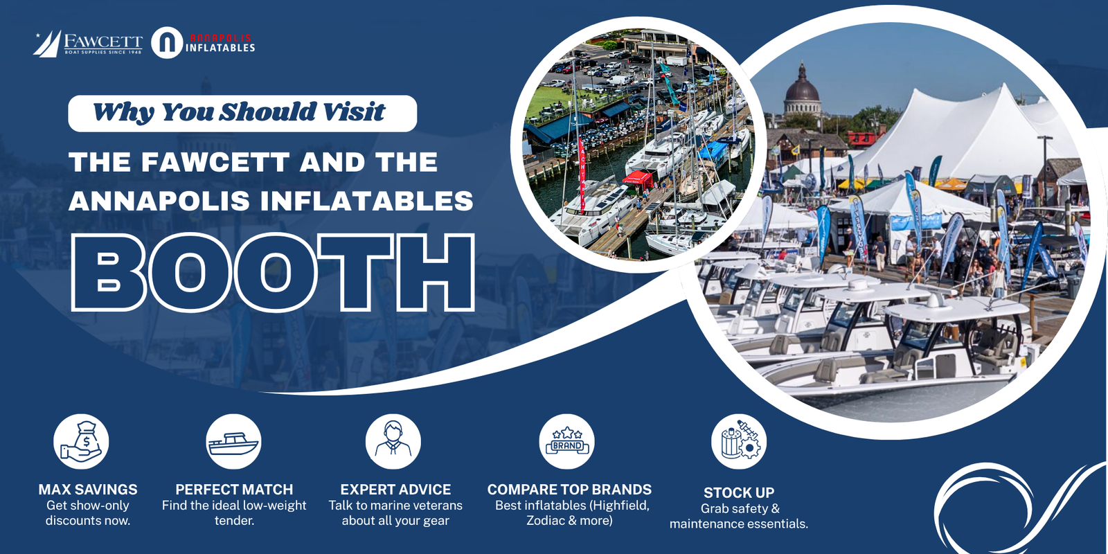 Fawcett Boat Supplies | Annapolis Inflatables | Sailboat Show 2025 | Booth