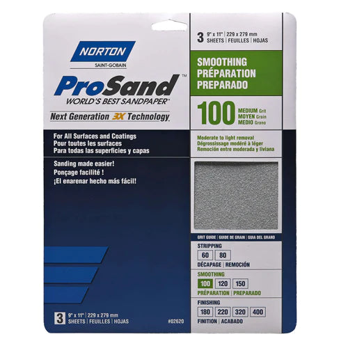 9 X 11 PROSAND PAPER # 100, 3P