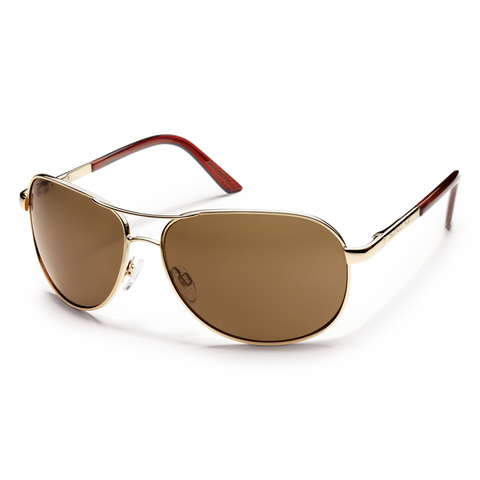 Aviator gold frame brown poly