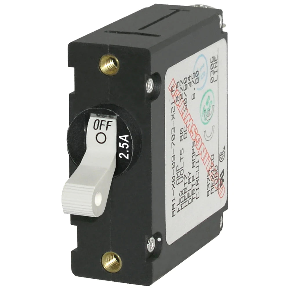 BSS A-Series White Toggle Circuit Breaker - Single Pole 2.5A