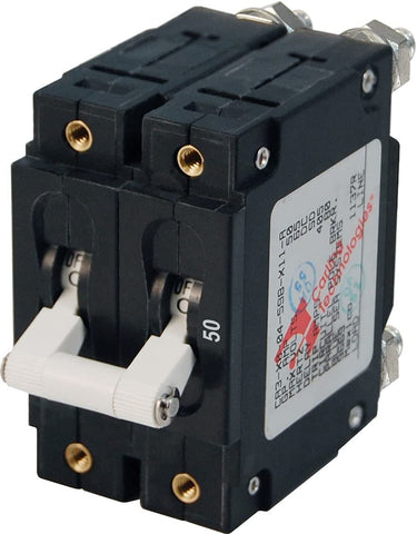 Blue Sea Systems C Series 50 Amp Double Circuit Breaker White