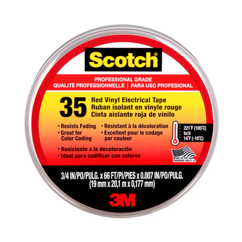 3M Vinyl Electrical Tape 3/4" x 66 ft. - Red