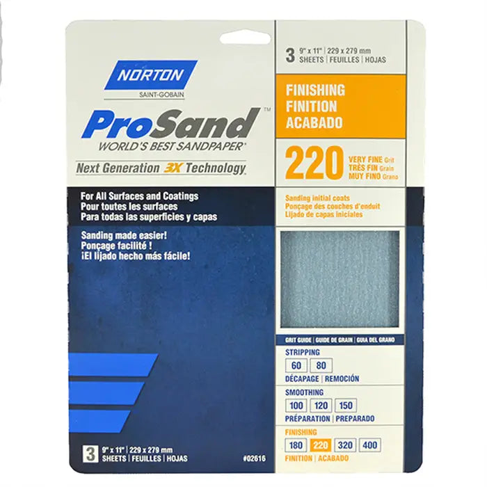 9 X 11 PROSAND PAPER # 220, 3P