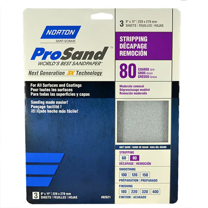 9 X 11 PROSAND PAPER # 80, 3PK