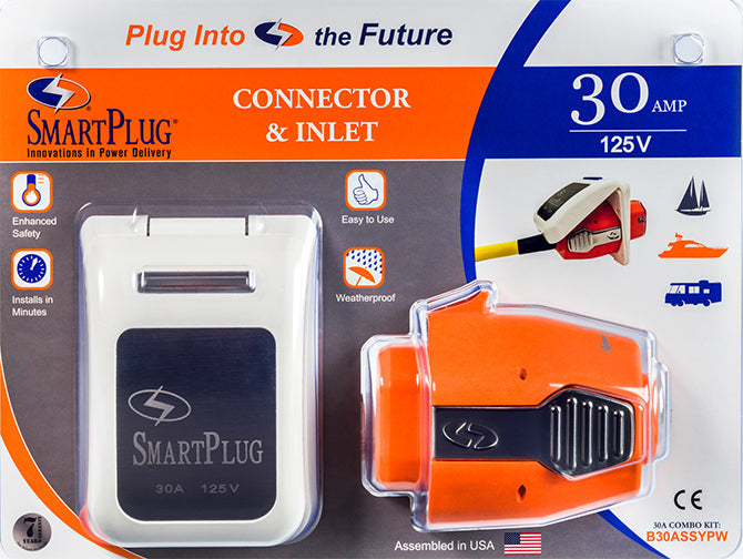 30 AMP CON. & INLET WHITE